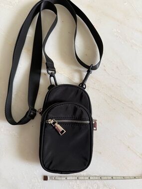 Unbranded Black Nylon Crossbody Belt Bag with Silver Hardware